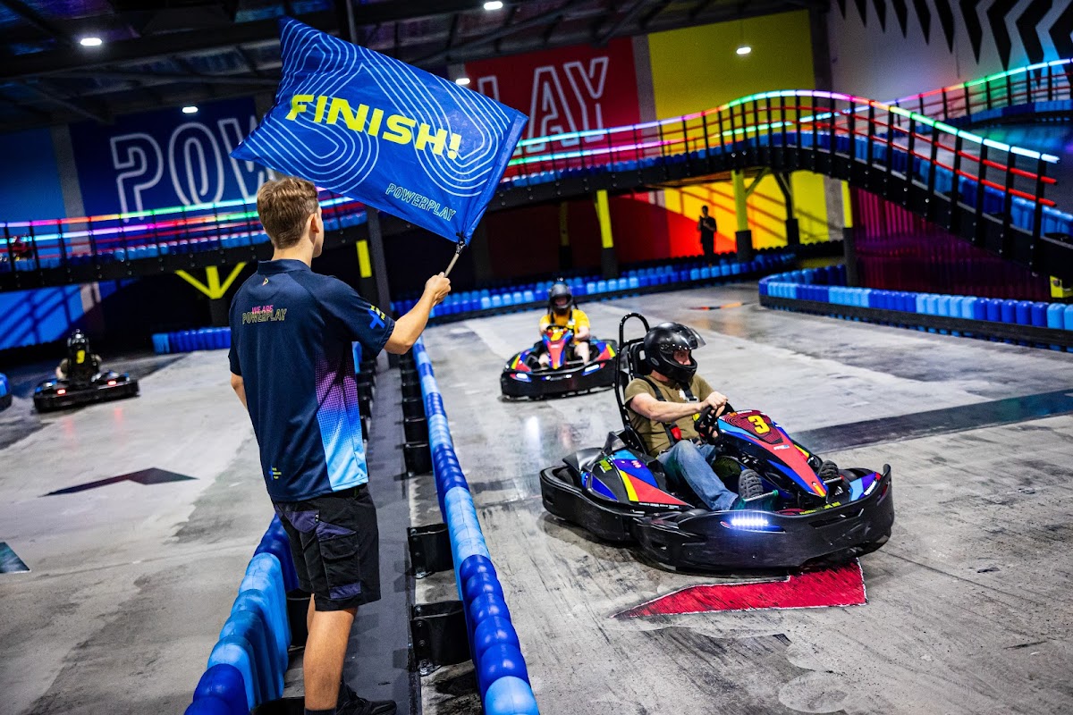Indoor electric go-kart racing at PowerPlay in Perth